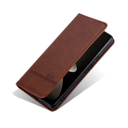 For Honor 200 Pro AZNS Magnetic Calf Texture Flip Leather Phone Case(Dark Brown)