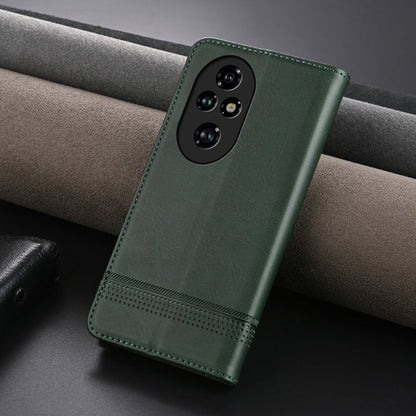 For Honor 200 Pro AZNS Magnetic Calf Texture Flip Leather Phone Case(Dark Green)
