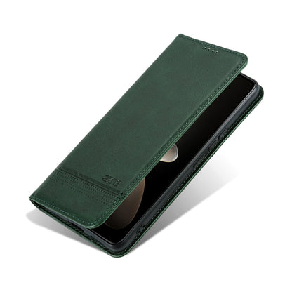 For Honor 200 Pro AZNS Magnetic Calf Texture Flip Leather Phone Case(Dark Green)