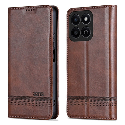 For Honor Play 60 Plus AZNS Magnetic Calf Texture Flip Leather Phone Case(Dark Brown)