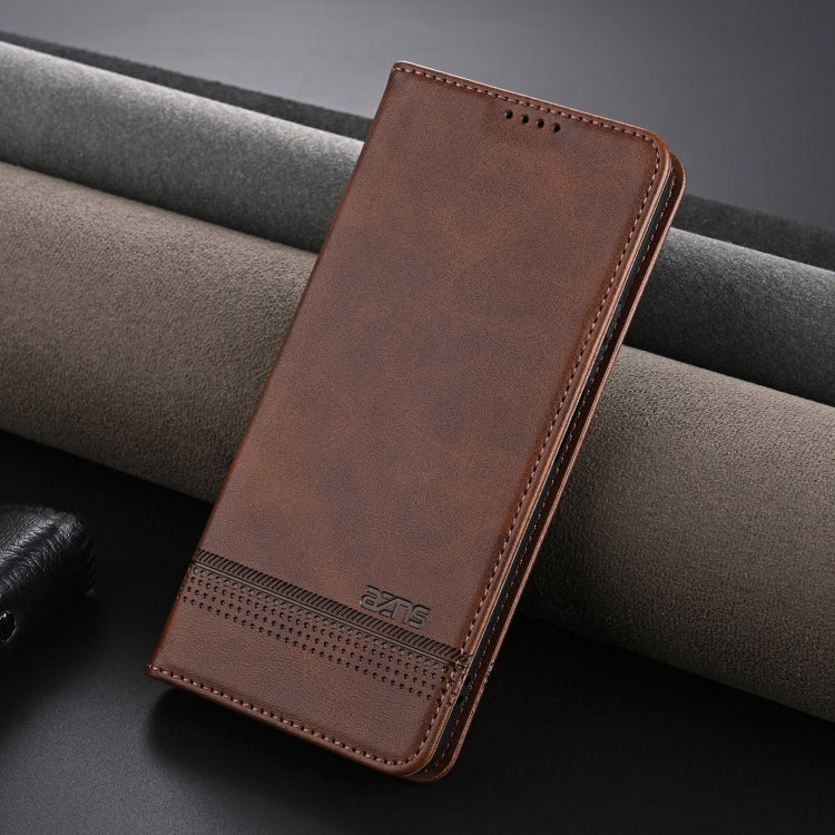 For Honor Play 60 Plus AZNS Magnetic Calf Texture Flip Leather Phone Case(Dark Brown)