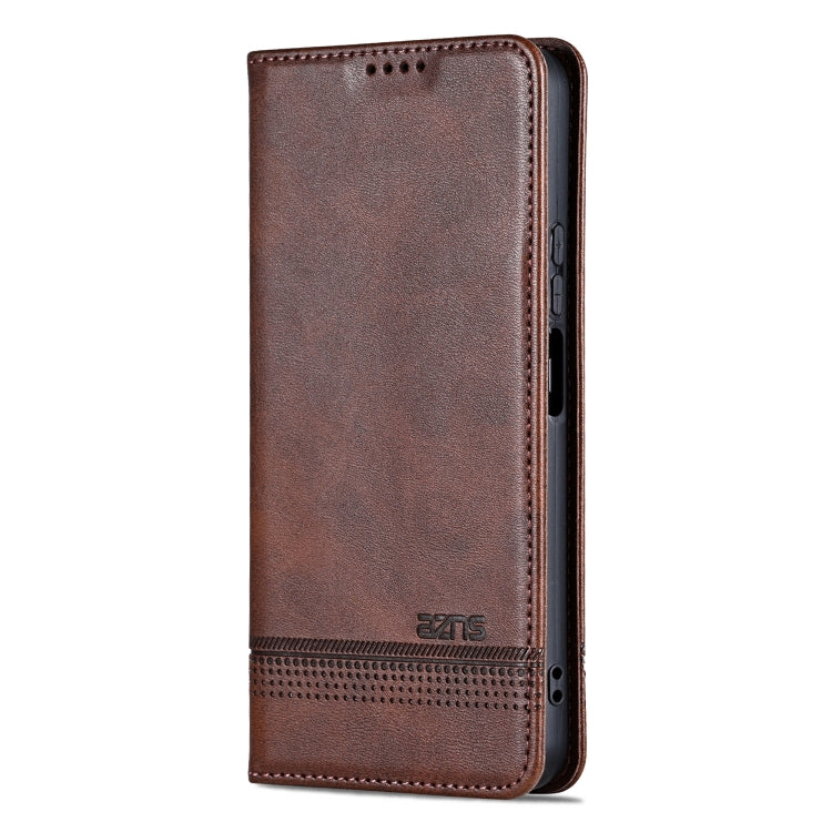 For Honor Play 60 Plus AZNS Magnetic Calf Texture Flip Leather Phone Case(Dark Brown)