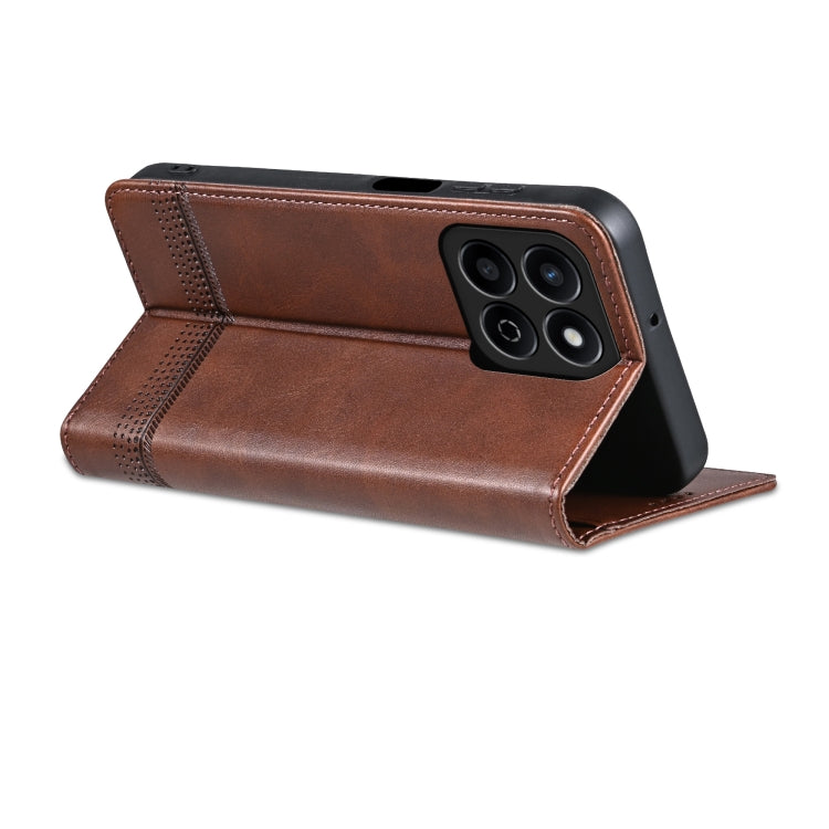 For Honor Play 60 Plus AZNS Magnetic Calf Texture Flip Leather Phone Case(Dark Brown)