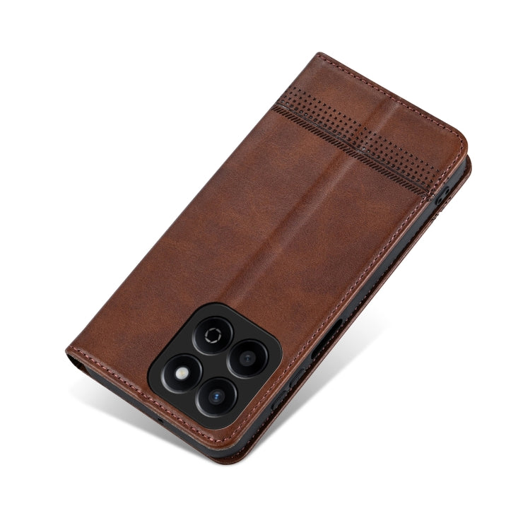 For Honor Play 60 Plus AZNS Magnetic Calf Texture Flip Leather Phone Case(Dark Brown)