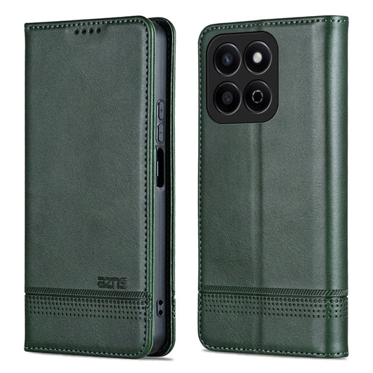 Pour For Honor Play 60 Plus Étui de téléphone en cuir à rabat texturé magnétique AZNS (Vert foncé)