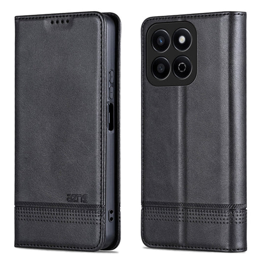 Pour Honor Play 60 Plus AZNS Étui portefeuille en cuir texturé à rabat magnétique (Noir)
