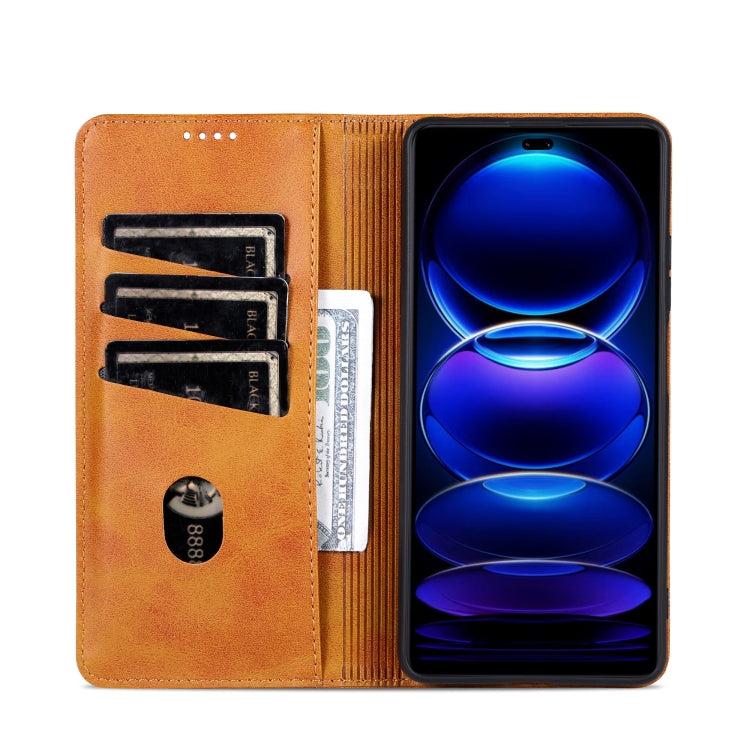 For Honor 200 Lite Global AZNS Magnetic Calf Texture Flip Leather Phone Case(Light Brown)