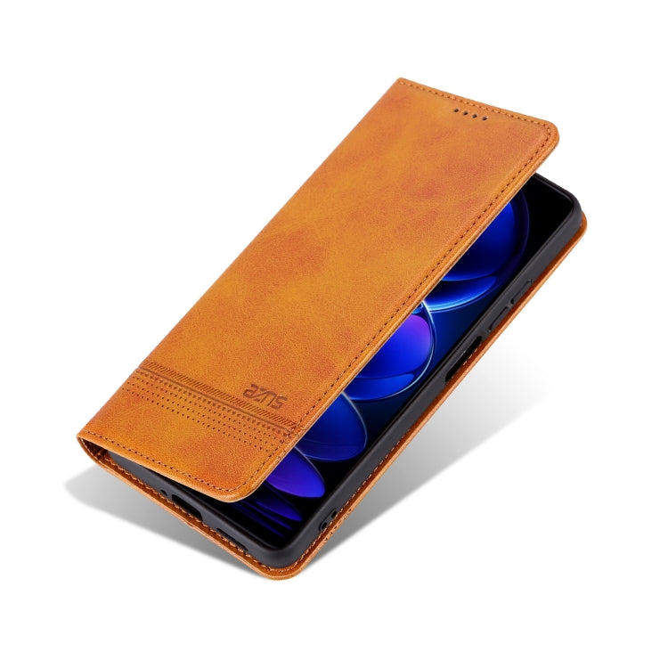 For Honor 200 Lite Global AZNS Magnetic Calf Texture Flip Leather Phone Case(Light Brown)