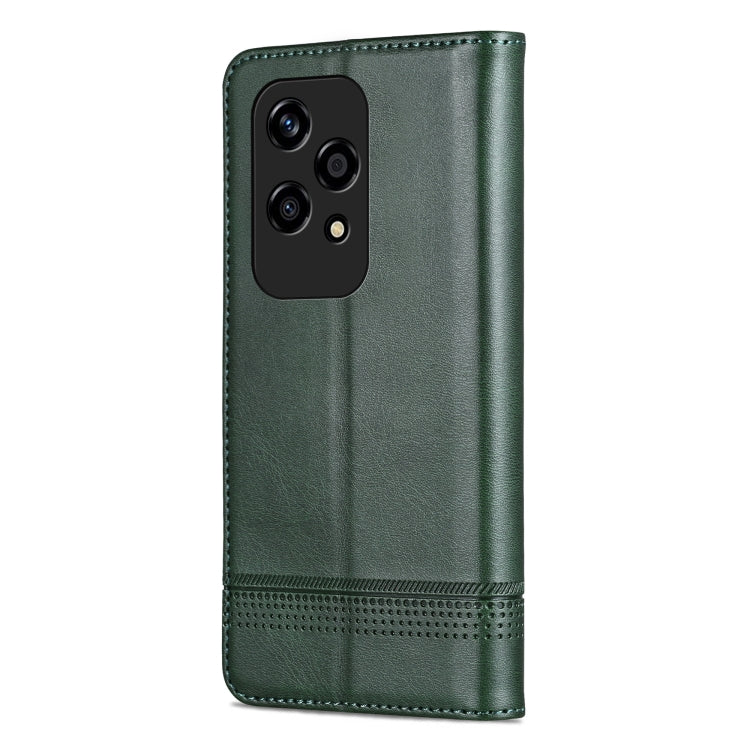 For Honor 200 Lite Global AZNS Magnetic Calf Texture Flip Leather Phone Case(Dark Green)