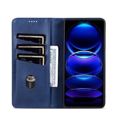 For Honor X6b AZNS Magnetic Calf Texture Flip Leather Phone Case(Dark Blue)