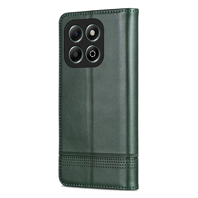 For Honor X6b AZNS Magnetic Calf Texture Flip Leather Phone Case(Dark Green)