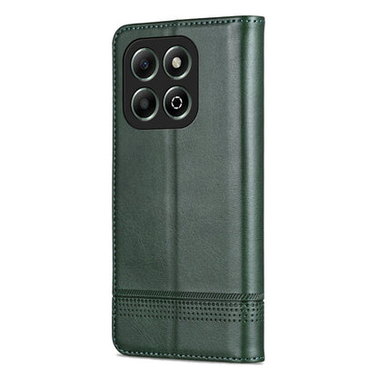 For Honor X6b AZNS Magnetic Calf Texture Flip Leather Phone Case(Dark Green)