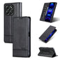 Coque de téléphone à rabat en cuir texturé de veau magnétique AZNS pour Honor X6b (Noir)