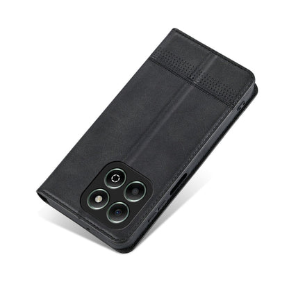 Coque de téléphone à rabat en cuir texturé de veau magnétique AZNS pour Honor X6b (Noir)