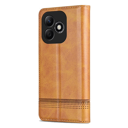 For Honor X60i AZNS Magnetic Calf Texture Flip Leather Phone Case(Light Brown)
