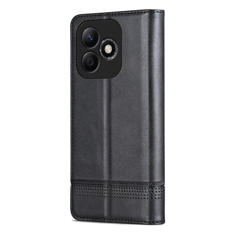 For Honor X60i AZNS Magnetic Calf Texture Flip Leather Phone Case(Black)