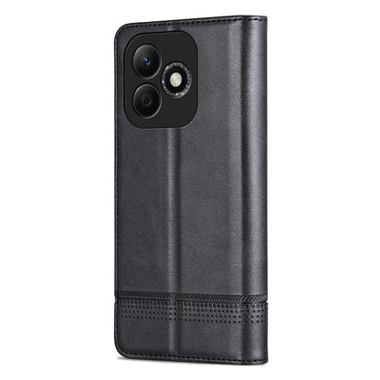 For Honor X60i AZNS Magnetic Calf Texture Flip Leather Phone Case(Black)