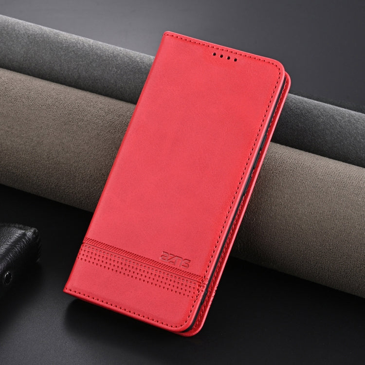 For Honor X60i AZNS Magnetic Calf Texture Flip Leather Phone Case(Red)