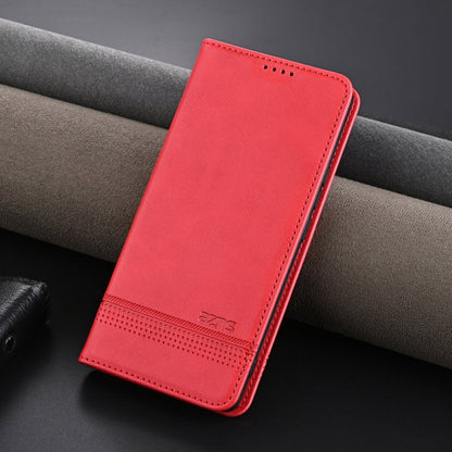 For Honor X60i AZNS Magnetic Calf Texture Flip Leather Phone Case(Red)