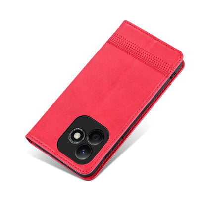 For Honor X60i AZNS Magnetic Calf Texture Flip Leather Phone Case(Red)