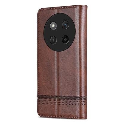 For Honor X60 Pro AZNS Magnetic Calf Texture Flip Leather Phone Case(Dark Brown)