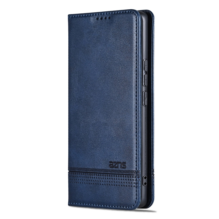 For Honor X60 AZNS Magnetic Calf Texture Flip Leather Phone Case(Dark Blue)