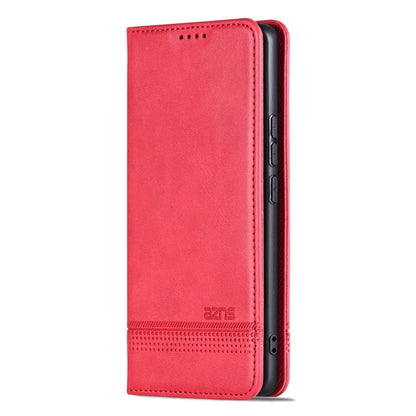For Honor X60 AZNS Magnetic Calf Texture Flip Leather Phone Case(Red)
