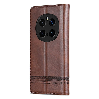 For Honor Magic7 Pro AZNS Magnetic Calf Texture Flip Leather Phone Case(Dark Brown)