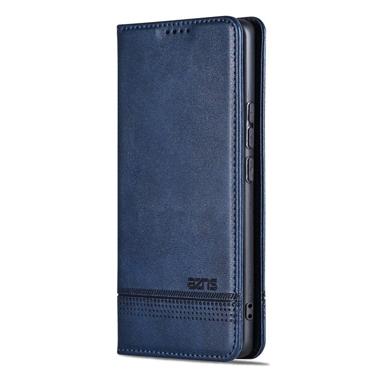 For Honor Magic7 Pro AZNS Magnetic Calf Texture Flip Leather Phone Case(Dark Blue)