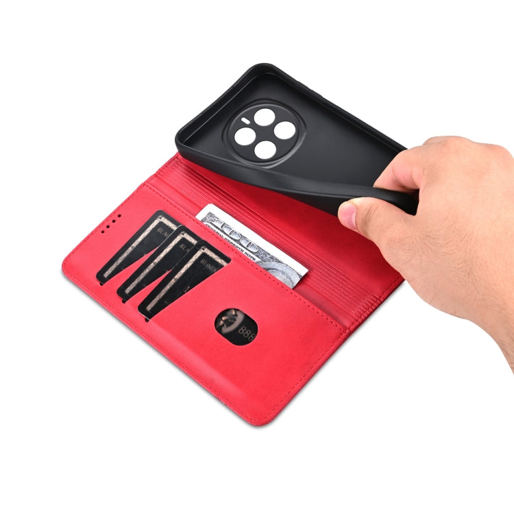 For Honor Magic7 AZNS Magnetic Calf Texture Flip Leather Phone Case(Red)