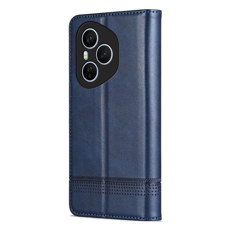 Pour Honor 400 Pro 5G Global 160.8mm AZNS Étui de téléphone en cuir rabattable à texture veau magnétique (Bleu foncé)
