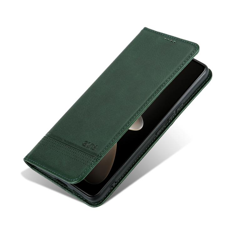 For Honor 400 Pro 5G Global 160.8mm AZNS Magnetic Calf Texture Flip Leather Phone Case(Dark Green)