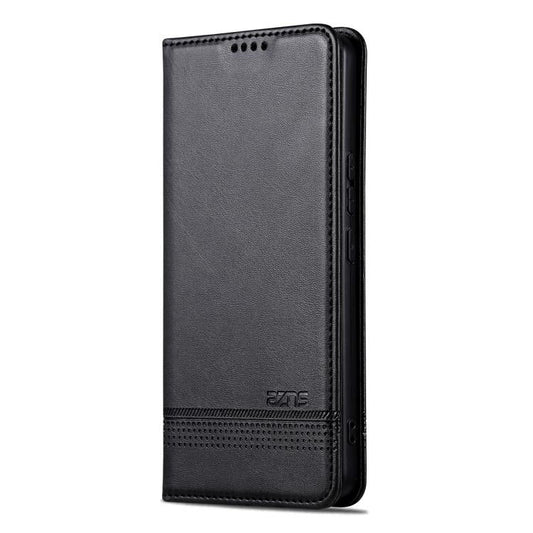 Pour Honor 400 Pro 5G Global 160,8 mm AZNS Étui en cuir avec rabat texturé magnétique en cuir de veau (noir)