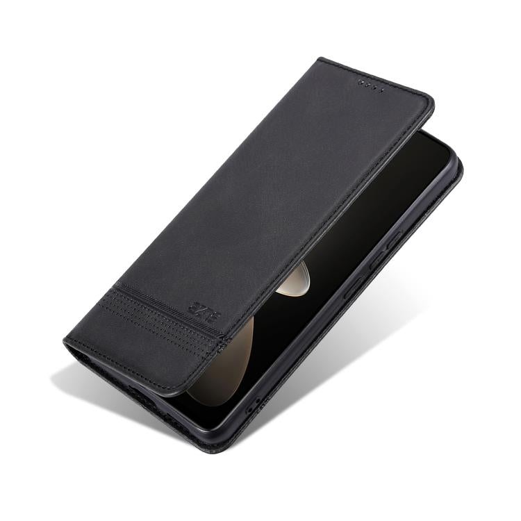 For Honor 400 Pro 5G Global 160.8mm AZNS Magnetic Calf Texture Flip Leather Phone Case(Black)