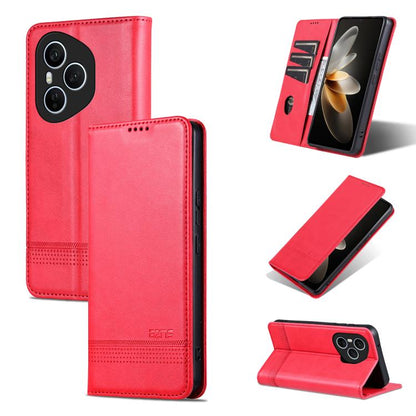 For Honor 400 Pro 5G Global 160.8mm AZNS Magnetic Calf Texture Flip Leather Phone Case(Red)