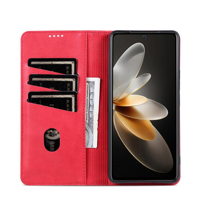 For Honor 400 Pro 5G Global 160.8mm AZNS Magnetic Calf Texture Flip Leather Phone Case(Red)