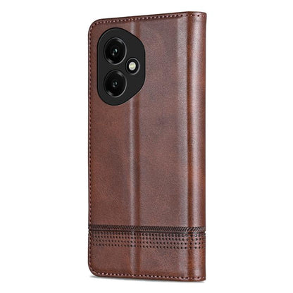 For Honor 400 Global 156.5mm AZNS Magnetic Calf Texture Flip Leather Phone Case(Dark Brown)