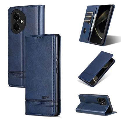 For Honor 400 Global 156.5mm AZNS Magnetic Calf Texture Flip Leather Phone Case(Dark Blue)