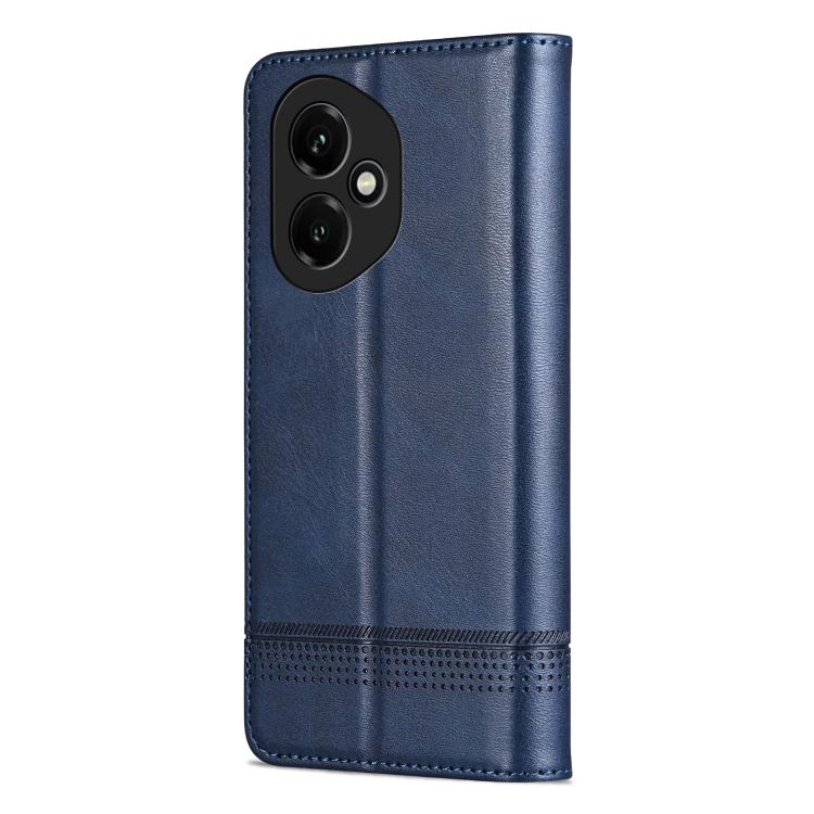For Honor 400 Global 156.5mm AZNS Magnetic Calf Texture Flip Leather Phone Case(Dark Blue)