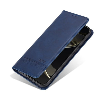 For Honor 400 Global 156.5mm AZNS Magnetic Calf Texture Flip Leather Phone Case(Dark Blue)