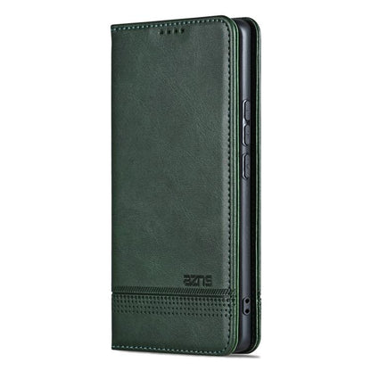 Pour Honor 400 Global 156.5mm AZNS Étui de téléphone en cuir à rabat texturé veau magnétique (Vert foncé)