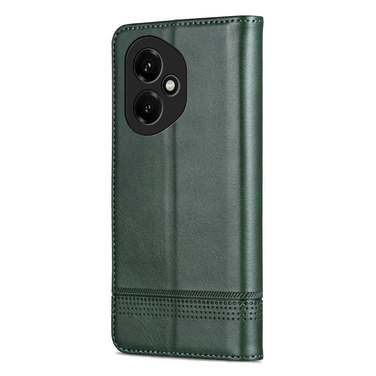 Pour Honor 400 Global 156.5mm AZNS Étui de téléphone en cuir à rabat texturé veau magnétique (Vert foncé)