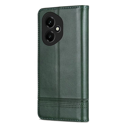 Pour Honor 400 Global 156.5mm AZNS Étui de téléphone en cuir à rabat texturé veau magnétique (Vert foncé)