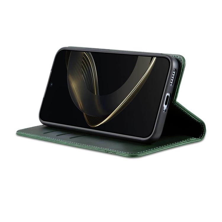 Pour Honor 400 Global 156.5mm AZNS Étui de téléphone en cuir à rabat texturé veau magnétique (Vert foncé)