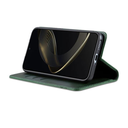 Pour Honor 400 Global 156.5mm AZNS Étui de téléphone en cuir à rabat texturé veau magnétique (Vert foncé)