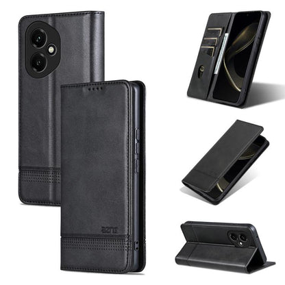 Pour Honor 400 Global 156.5mm AZNS Étui de téléphone en cuir à rabat texturé veau magnétique (noir)