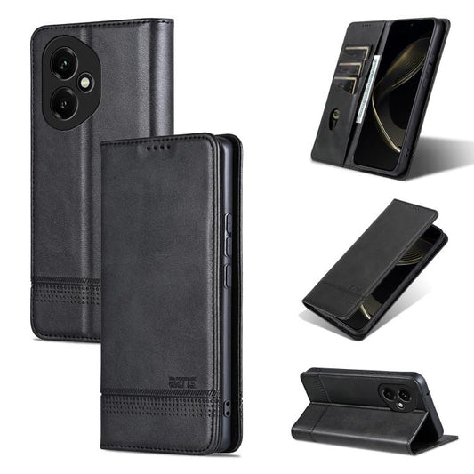 For Honor 400 Global 156.5mm AZNS Magnetic Calf Texture Flip Leather Phone Case(Black)