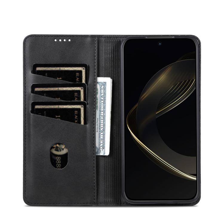 Pour Honor 400 Global 156.5mm AZNS Étui de téléphone en cuir à rabat texturé veau magnétique (noir)