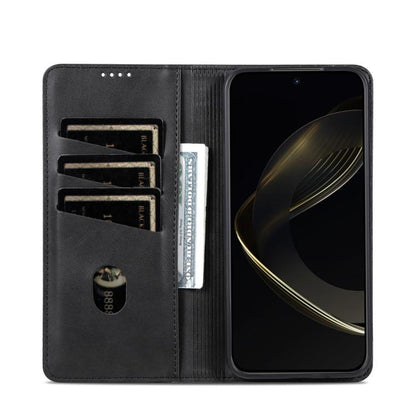 Pour Honor 400 Global 156.5mm AZNS Étui de téléphone en cuir à rabat texturé veau magnétique (noir)
