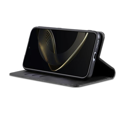 Pour Honor 400 Global 156.5mm AZNS Étui de téléphone en cuir à rabat texturé veau magnétique (noir)